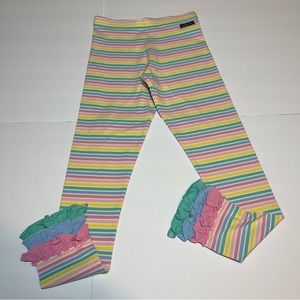 Matilda Jane 2pc Bundle Pastel Stripped leggings Blue Long Sleeve Shirt Sz 14